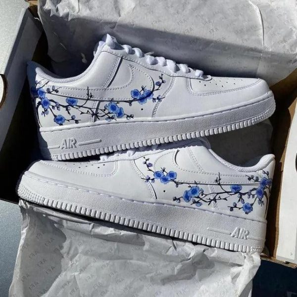 Custom Air Force 1 Blue Sakura, Blue cherry blossom Air Force 1 Custom